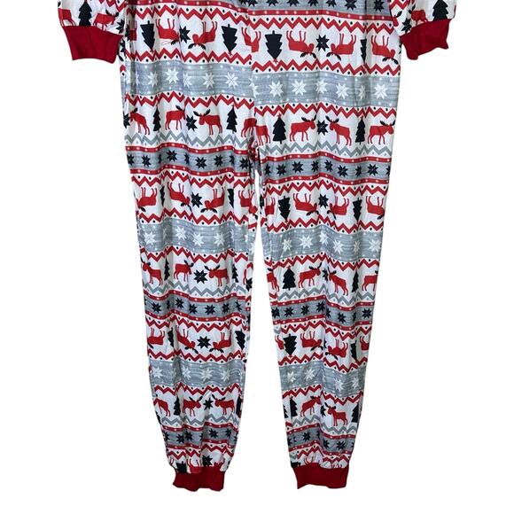NWT PatPat One Piece Pajamas Womens XL Red Moose Fair Isle Christmas Funny - Picture 5 of 8